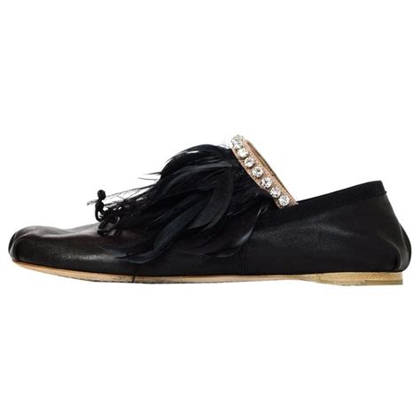 miu miu feather slippers|Black Leather Slippers .